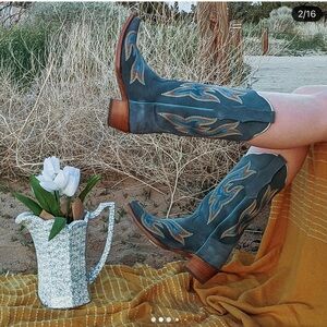 Planet Cowboy Steel Your Blues Western Cowboy Boots Size 7